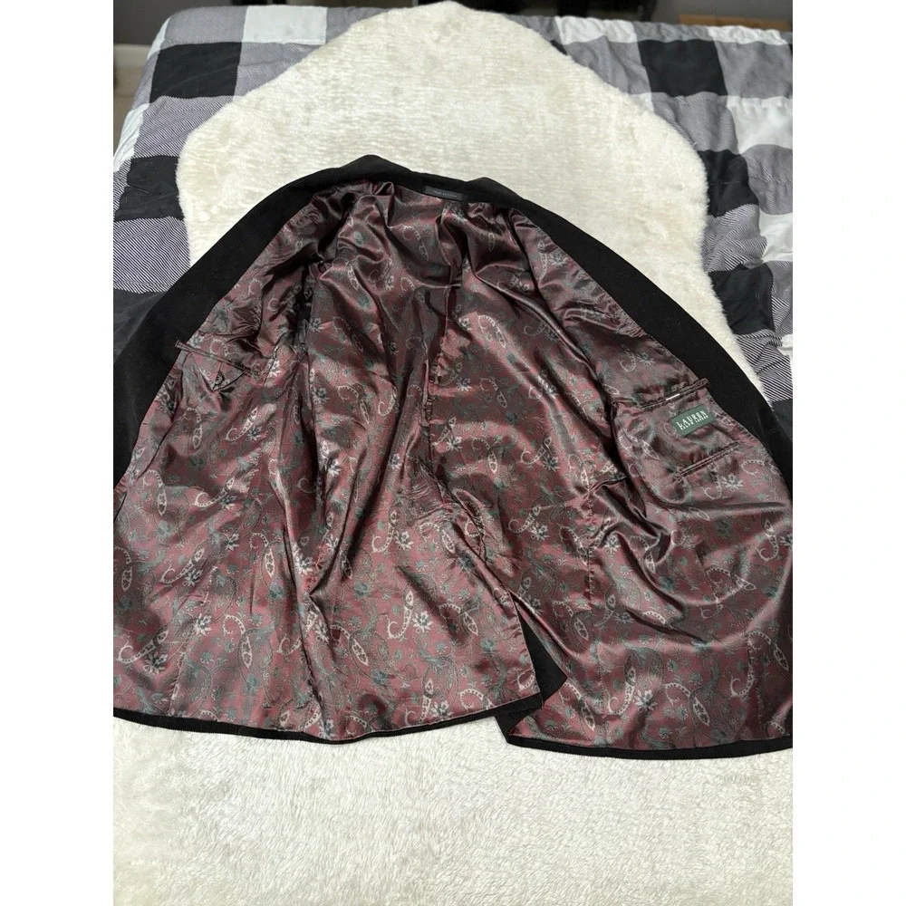 Polo Ralph Lauren‎ Blazer Men's 46R Black Sports Coat Paisley Lined Cotton